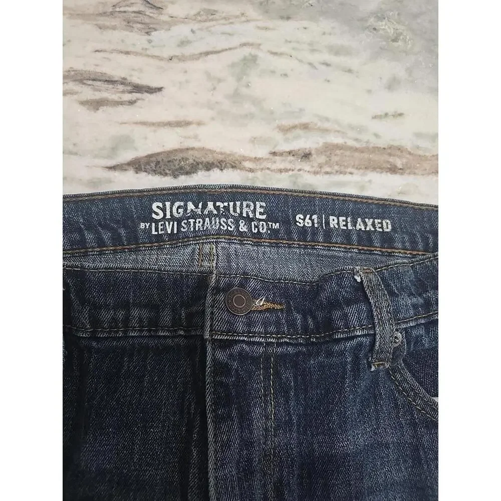 Levi Strauss Signature S61 Men's Relaxed Jeans W36 L32 Stonewashed Blue Denim‎